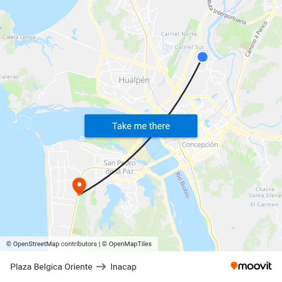 Plaza Belgica  Oriente to Inacap map