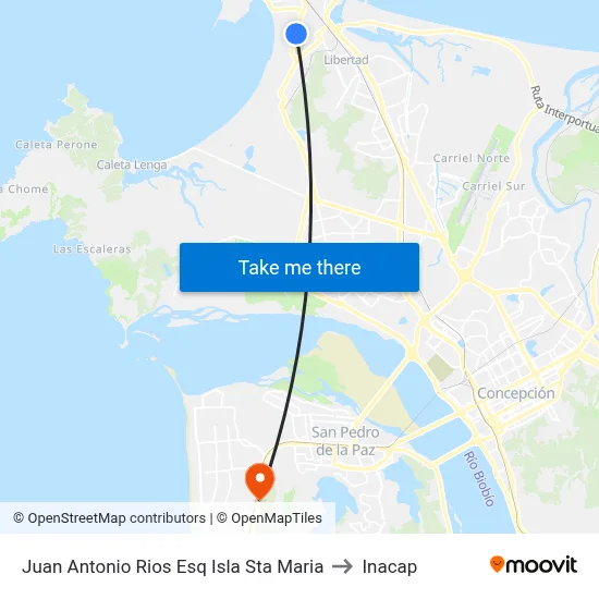 Juan Antonio Rios Esq Isla Sta Maria to Inacap map