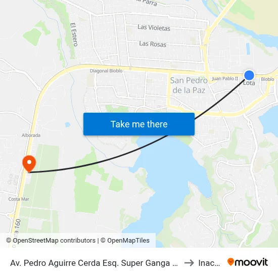 Av. Pedro Aguirre Cerda Esq. Super Ganga (N) to Inacap map