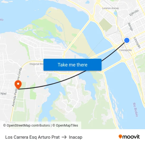 Los Carrera Esq Arturo Prat to Inacap map