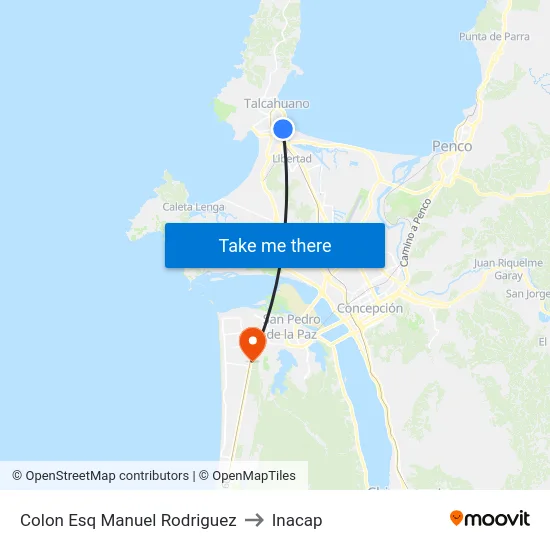 Colon Esq Manuel Rodriguez to Inacap map