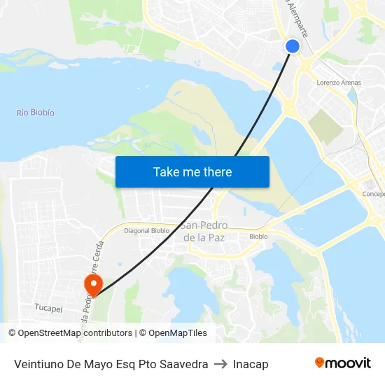 Veintiuno De Mayo Esq Pto Saavedra to Inacap map