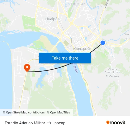 Estadio Atletico Militar to Inacap map