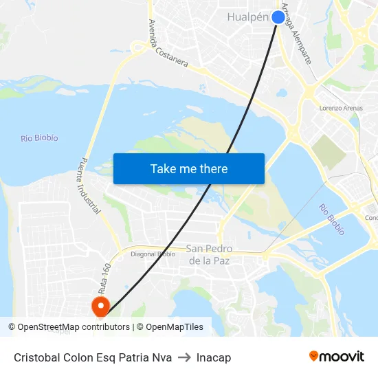 Cristobal Colon Esq Patria Nva to Inacap map