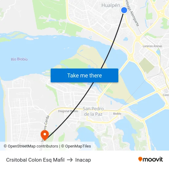 Crsitobal Colon Esq Mafil to Inacap map