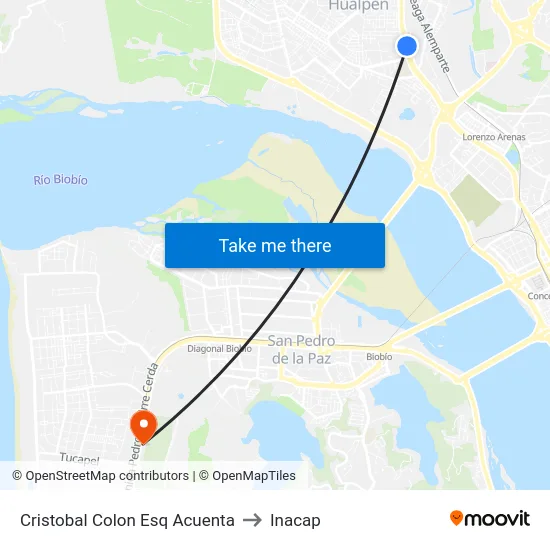 Cristobal Colon Esq Acuenta to Inacap map