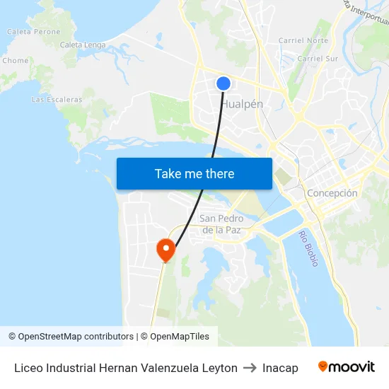Liceo Industrial Hernan Valenzuela Leyton to Inacap map