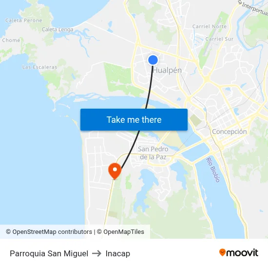 Parroquia San Miguel to Inacap map