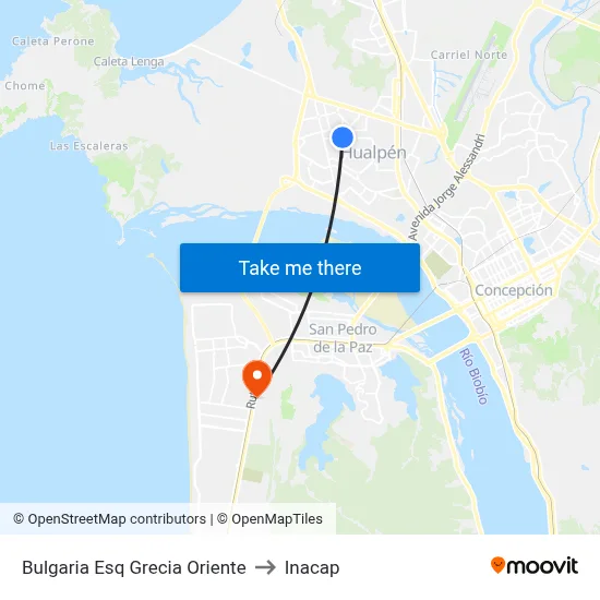 Bulgaria Esq Grecia  Oriente to Inacap map
