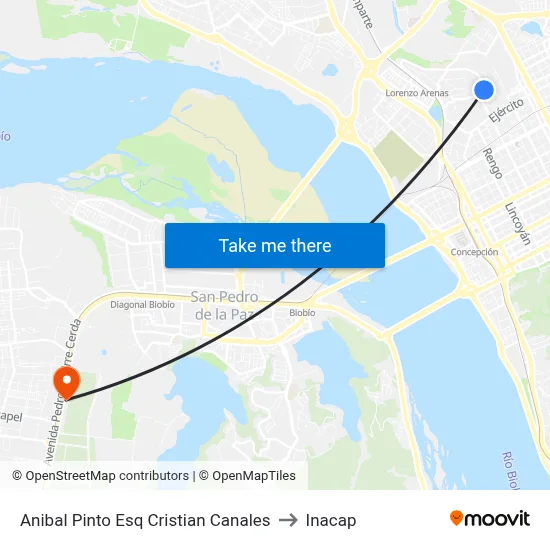 Anibal Pinto Esq Cristian Canales to Inacap map