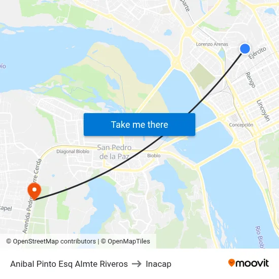 Anibal Pinto Esq Almte Riveros to Inacap map