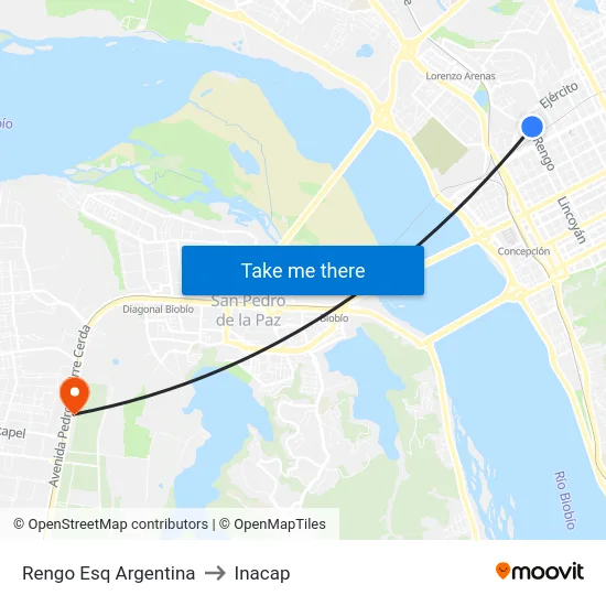 Rengo Esq Argentina to Inacap map