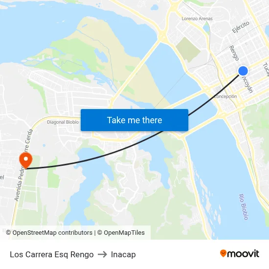 Los Carrera Esq Rengo to Inacap map