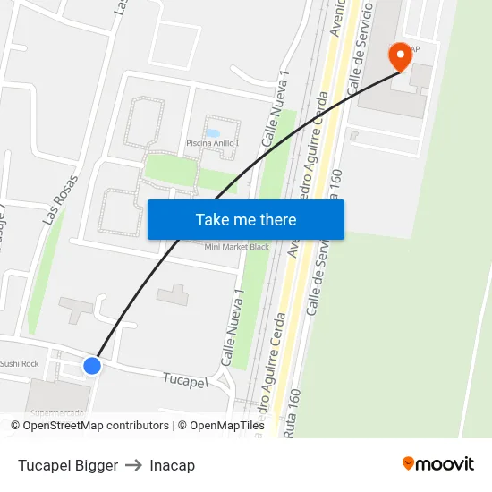 Tucapel  Bigger to Inacap map