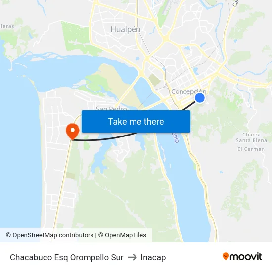 Chacabuco Esq Orompello  Sur to Inacap map