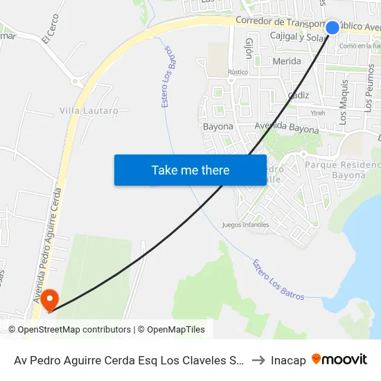 Av Pedro Aguirre Cerda Esq Los Claveles  Sur to Inacap map