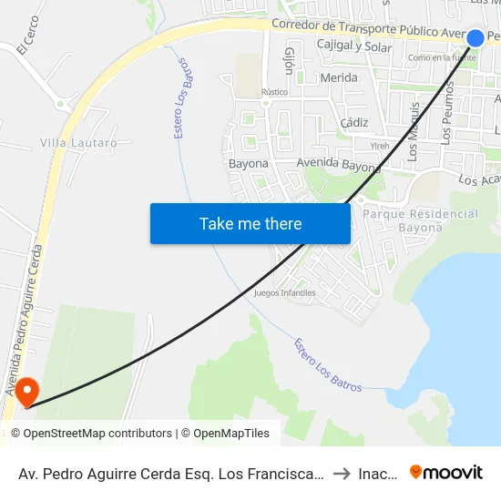 Av. Pedro Aguirre Cerda Esq. Los Franciscanos to Inacap map