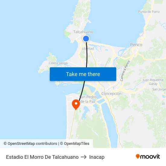 Estadio El Morro De Talcahuano to Inacap map