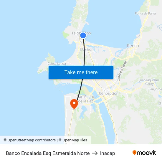 Banco Encalada Esq Esmeralda  Norte to Inacap map