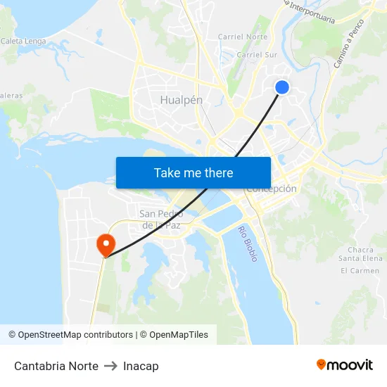 Cantabria  Norte to Inacap map