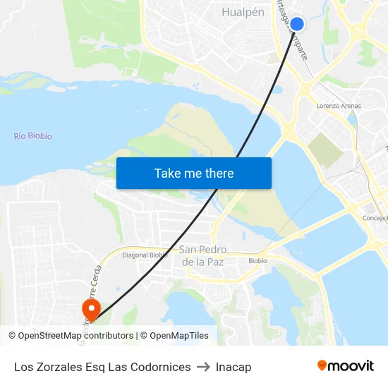 Los Zorzales Esq Las Codornices to Inacap map