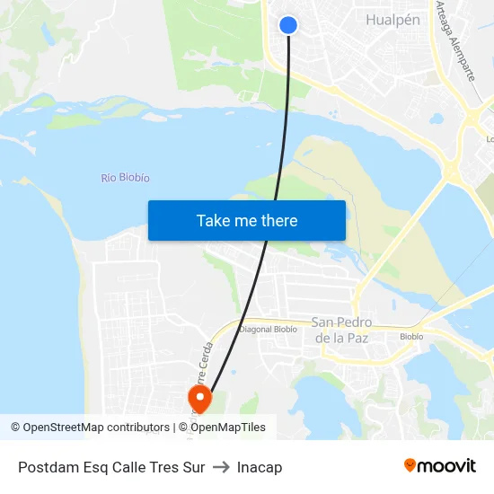 Postdam Esq Calle Tres  Sur to Inacap map