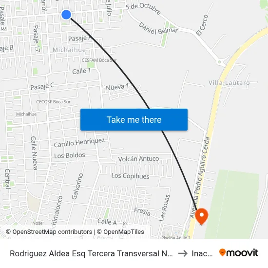 Rodriguez Aldea Esq Tercera Transversal  Norte to Inacap map