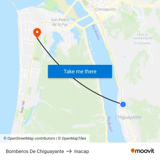 Bomberos De Chiguayante to Inacap map