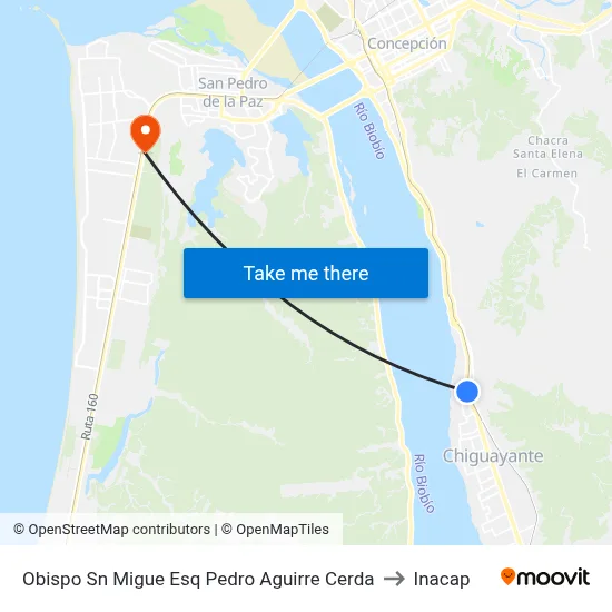 Obispo Sn Migue Esq Pedro Aguirre Cerda to Inacap map