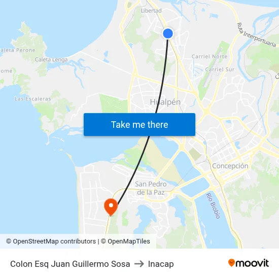 Colon Esq Juan Guillermo Sosa to Inacap map