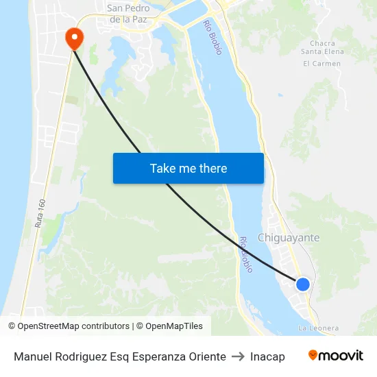 Manuel Rodriguez Esq Esperanza  Oriente to Inacap map