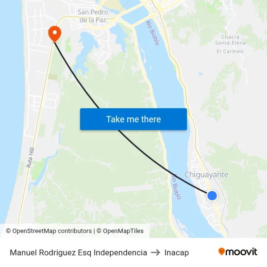 Manuel Rodriguez Esq Independencia to Inacap map