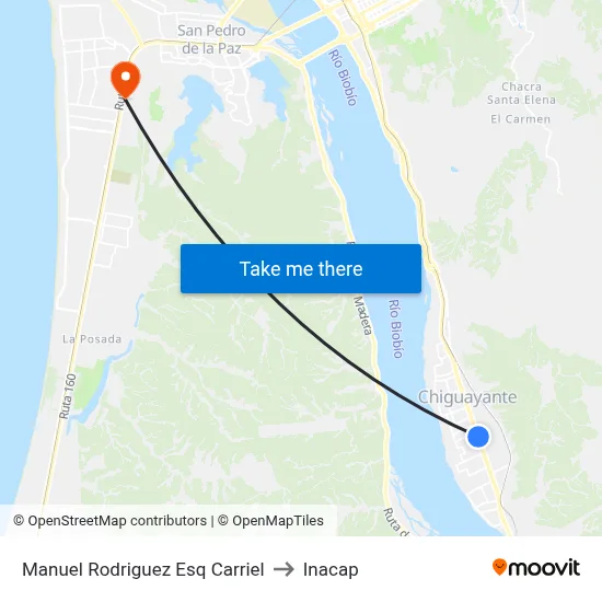 Manuel Rodriguez Esq Carriel to Inacap map
