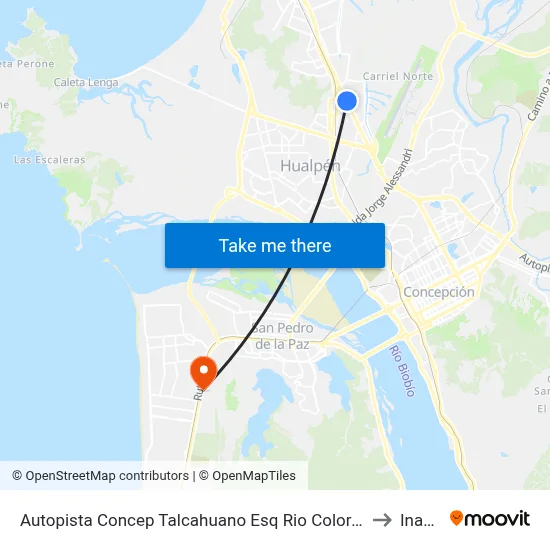 Autopista Concep Talcahuano Esq Rio Colorado  Oriente to Inacap map