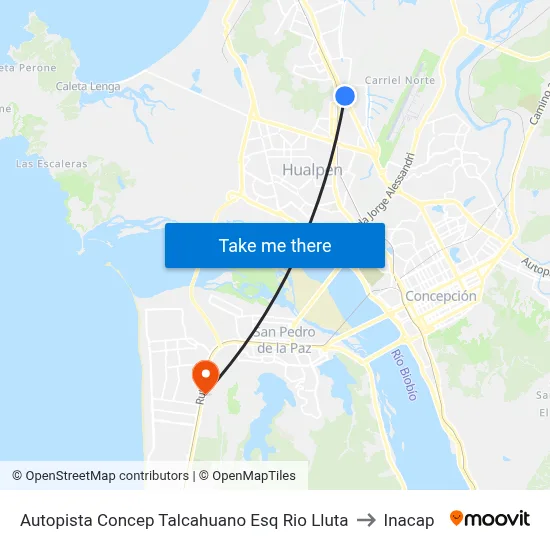 Autopista Concep Talcahuano Esq Rio Lluta to Inacap map