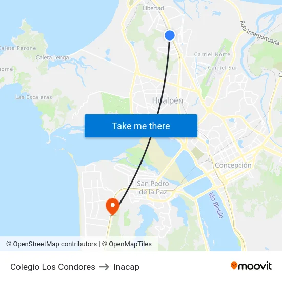 Colegio Los Condores to Inacap map