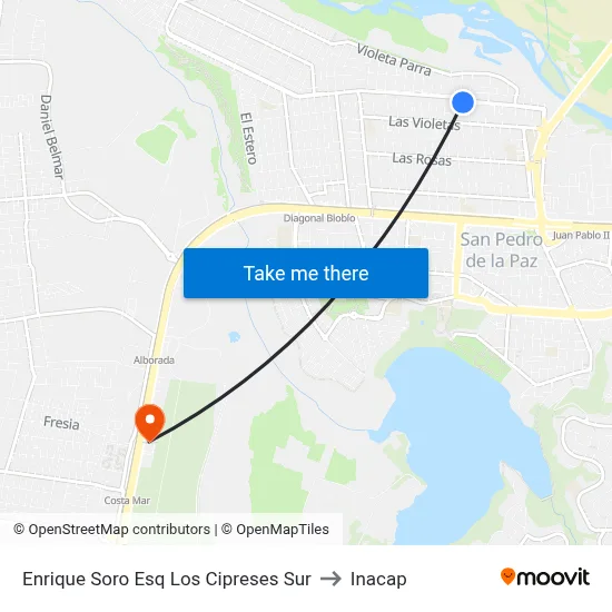 Enrique Soro Esq Los Cipreses  Sur to Inacap map