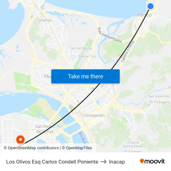 Los Olivos Esq Carlos Condell  Poniente to Inacap map