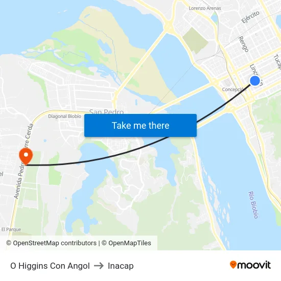 O Higgins Con Angol to Inacap map