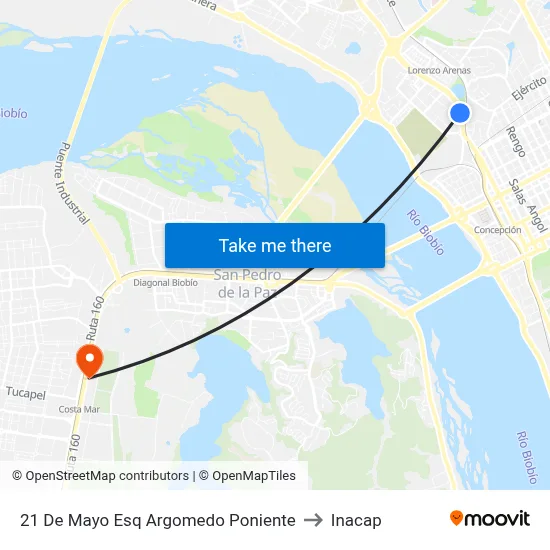 21 De Mayo Esq Argomedo  Poniente to Inacap map