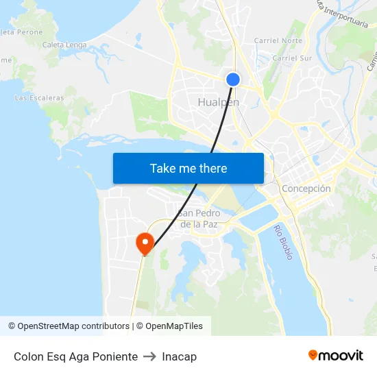 Colon Esq Aga  Poniente to Inacap map