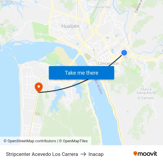 Stripcenter Acevedo  Los Carrera to Inacap map