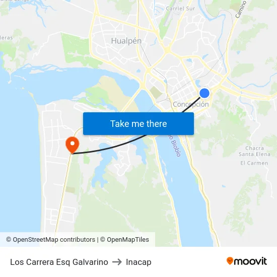 Los Carrera Esq Galvarino to Inacap map