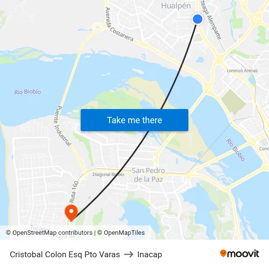 Cristobal Colon Esq Pto Varas to Inacap map