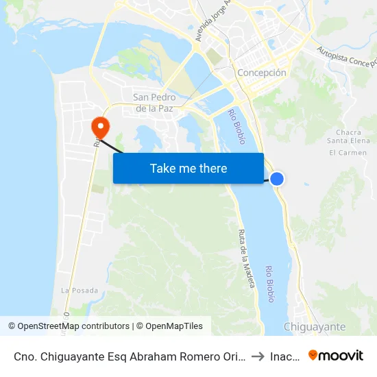 Cno. Chiguayante Esq Abraham Romero  Oriente to Inacap map