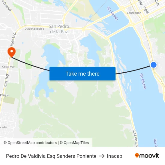 Pedro De Valdivia Esq Sanders  Poniente to Inacap map