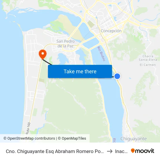 Cno. Chiguayante Esq Abraham Romero  Poniente to Inacap map