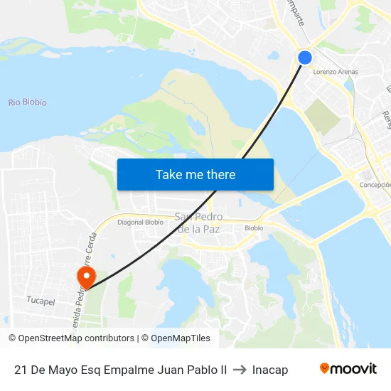 21 De Mayo Esq Empalme Juan Pablo II to Inacap map