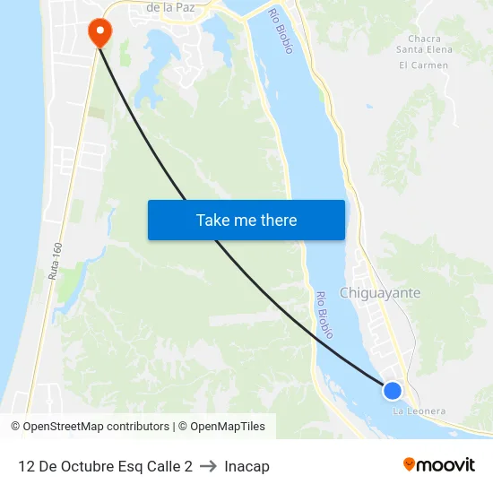 12 De Octubre Esq Calle 2 to Inacap map