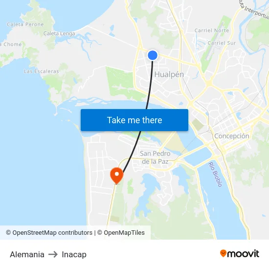 Alemania to Inacap map